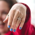 thumbnail image 5 of Halo Engagement Ring for Women - 0.48ct Natural London Blue Topaz in 14K Rose Gold Promise Ring, 5 of 6