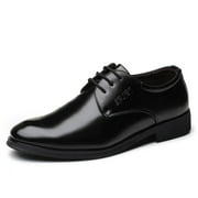 New Formal Casual Faux Leather Black Men Business Wedding Quality Cowhide Breathable Retro Lace up Dress Shoes 1803