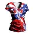 thumbnail image 7 of WEIWEN 250th Anniversary USA Shirt Women America 250 T Shirts V Neck Short Sleeve Celebration Patriotic USA Flag Printed 1776-2026 Tshirts Shirts for Women Tops Blue XXXL, 7 of 7