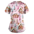 thumbnail image 4 of Stichou Christmas Scrubs Tops Women Plus Size Funny Christmas Print V-Neck Holiday Short Sleeve Nursing Uniforms with 2 Pockets Pink 2XL, 4 of 4