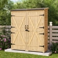 thumbnail image 4 of Asofer Wood Vertical Shed with Floor, Outdoor Storage Cabinet with Waterproof Roof, Garden Shed with 2 Removable Shelves, 4 of 8