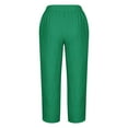 thumbnail image 5 of SELONE Green Womens Lightweight Pants for Summer Mid Waist Plus Size Lounge Pants Cropped Trouser Pants Loose Casual Beach Pants Pull on Solid Soft Straight Leg Comfy L Breathable Clothes, 5 of 5