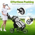 thumbnail image 5 of Topbuy 3 Wheel Golf Push Cart Lightweight Foldable Caddy Cart for Golf Bags with Adjustable Seat and Handle Umbrella Holder and Foot Brake Gray, 5 of 7