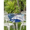 thumbnail image 2 of Outdoor Tablecloth with Umbrella Hole and Zipper, Navy Starfish Summer Round Table Cloth 60 Inch Waterproof Tablecloth, Ocean Conch Coral Coastal Shell Picnic Table Cover for Patio Camping, 2 of 7