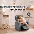 thumbnail image 5 of Naomi Home Suri Kids Recliner Chair for Toddlers Ages 3–5, Adjustable Reclining Chair for Kids with Push-Back Recline, Cup Holder, Footrest, Solid Hardwood Frame, 150 lb Capacity, Gray, 5 of 10