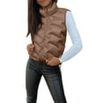 thumbnail image 2 of Women's Sleeveless Vest Jacket, Solid Color Cotton Zip Front Top, Casual Short Length Tank Style Outerwear, Lightweight Layering Piece, Comfortable Vest with Pocket Coffee XL, 2 of 6