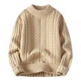 thumbnail image 3 of Yiliang Cable knit Classic Sweater for Men Fall and Winter Long Sleeve Warm and Thermal Top Clothes ,Khaki,L, 3 of 5
