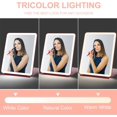 thumbnail image 2 of LED Travel Makeup Mirror, Rechargeable Vanity Mirror with Lights, Portable Mirror with Lights - 7x9 inches, 3 Colors Light, Foldable, Dimmable Touch Screen, Travel Essential (Wine Red), 2 of 6