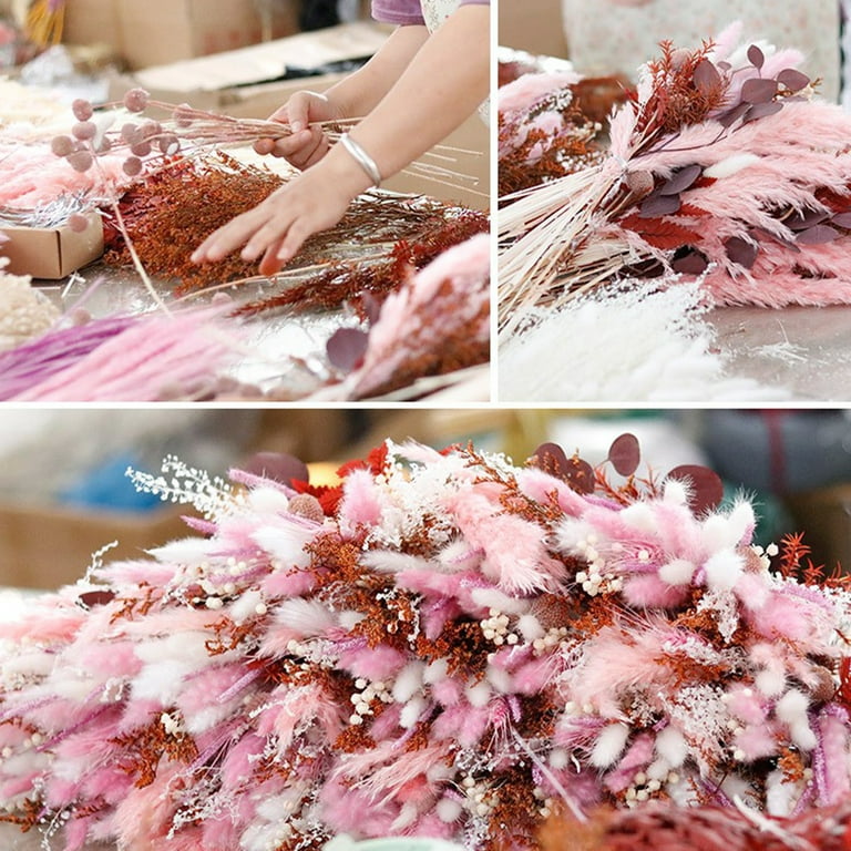MUYEJI Natural Dried Pampas Grass Bouquet | 17 inch Blush Pink Pampas Grass Decor Dried Flower Arrangement for Home Wedding Decoration