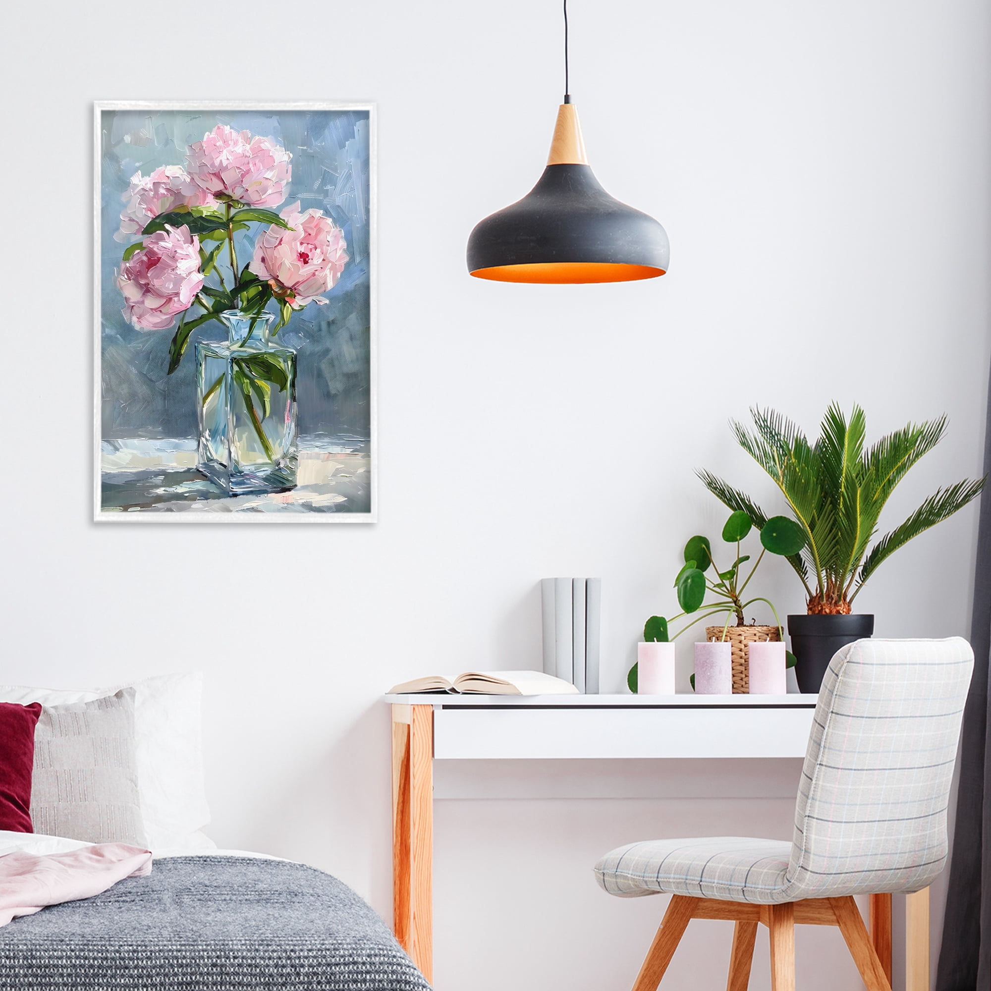 Stupell Industries Beautiful Pink Pastel Peonies White Framed Giclee Art, design by Creative Studio