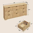 thumbnail image 2 of 63-Inch Wide Oak 9-Drawer Dresser with Power Outlet and Deep Drawers, Large Chest TV Stand for Bedroom or Hallway, 2 of 8
