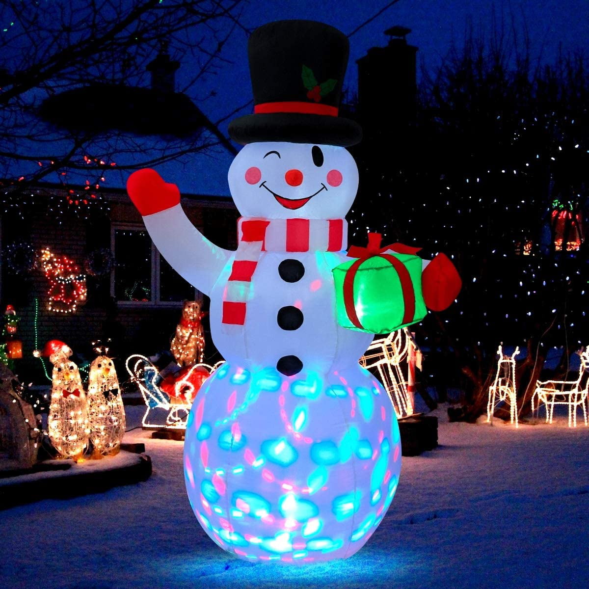 Maoyue Inflatables 5ft, Light Up Snowman Yard Decorations