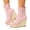 Red, variant on Women's Wedge Platform Slip On Ankle Boots Lightweight Non Slip Stretchy Knit Mid Calf Dress Fall Booties Red Size 6