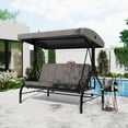 thumbnail image 1 of Chaise Balançoire de Patio Extérieure à 3 Places avec Auvent Réglable et Dossier Inclinable – Cadre en Métal Robuste – Coussins Épais Amovibles – Résistant aux Intempéries – pour Cour Arrière, Jardin, Véranda, Bord de Piscine, 1 of 8