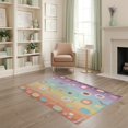 thumbnail image 2 of ODIKA 4'x6' Pastel Rainbow Geometric Washable Area Rug Modern Artistic Flowing Shapes Minimalist Mid Century Graphic for Home Office, Under Desk, Non-Slip Chair-Friendly, Flatwoven, 2 of 7