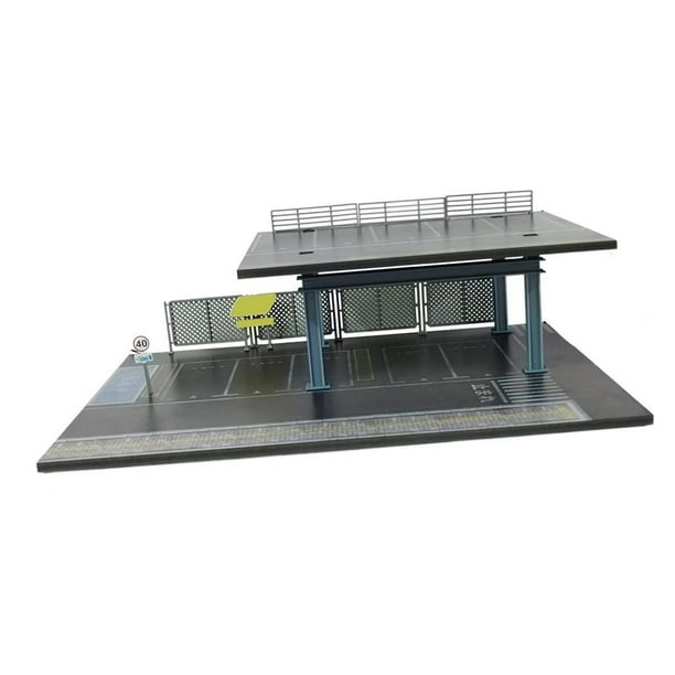 Diorama de estacionamiento a escala 1/64, caja de almacenamiento para coche de juguete, escenario, micropaisaje decorativo M0085A