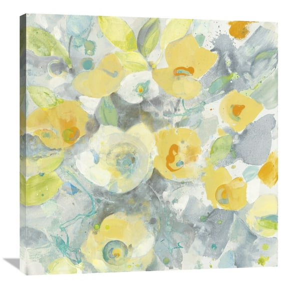 Global Gallery Albena Hristova 'Buttercups II Turquoise' Canvas Wall Art