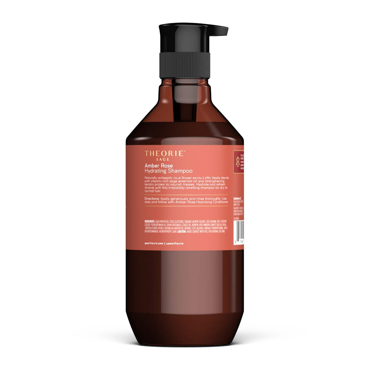 THEORIE Amber Rose - Hydrating Shampoo, Refresh & Hydrate with Rose, Jasmine & Amber Scent, For All Hair Types, Color & Keratin Safe, 800mL