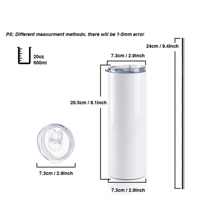 20oz Taperless Stainless Steel Blank Sublimation Tumblers Double Wall