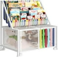 thumbnail image 7 of Kids Book Shelf with Storage, 3 Sling Bookshelf for Kids, Metal Book Shelf for Kids Rooms, Bookcase with Toy Storage Organizer Box on Wheels for Nursery, Toddler's Room, Bedroom, Playroom, 7 of 7