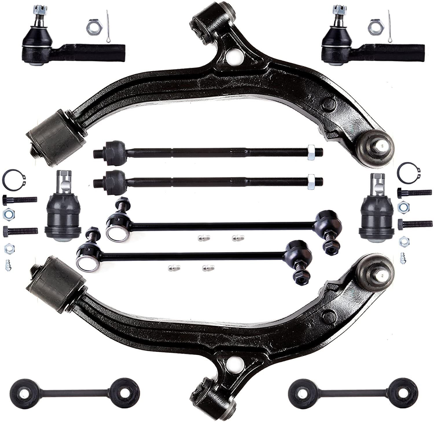 Front Lower Control Arm & Ball Joints Sway Bars Inner Outer Tie Rods Replacement for Dodge Grand Caravan Voyager Town & Country Detroit Axle 10pc Set 