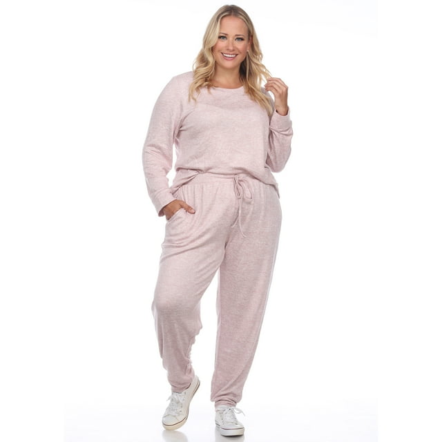 White Mark Ensemble de Pyjama de Détente pour Femmes 2 Pcs, Doux, Chandail à Manches Longues et Pantalon Jogger