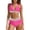 Hot Pink, variant on Women 2 Piece Swimsuits High Waisted Bikini Sets Bikini Sets Color Block Two Piece Drawstring Sexy Bathing Suit L