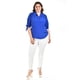 thumbnail image 4 of Blusa con moño en manga Roman Fashion/ Tallas Extras, 2294 (Azul rey) azul 40, 4 of 6