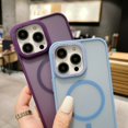 thumbnail image 5 of Allytech Luxury Solid Color Case for iPhone 15 Pro Compatible with MagSafe, Soft Bumper Shockproof Camera Screen Protection Frosted Slim& Light Case for iPhone 15 Pro, Lightpurple, 5 of 9
