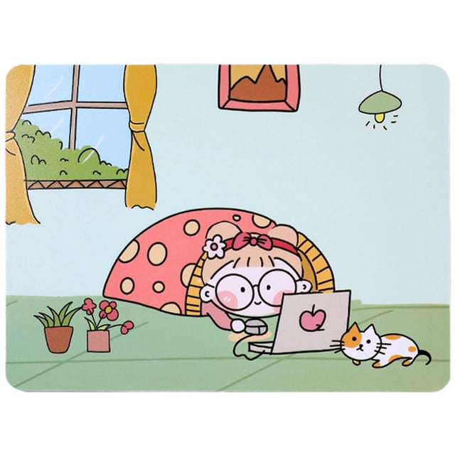 Mouse Pad Cartoon Rectangle: Nonskid Plastic Laptop Mousepad Mouse Mat for Girl