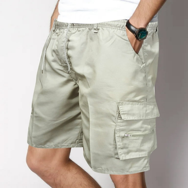 Baggy Cargo Shorts for Men Cotton Drawstring Mens Khaki Shorts