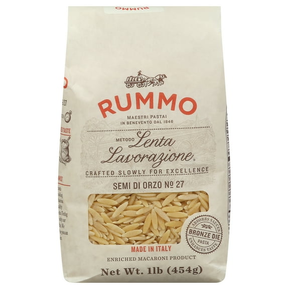 Rummo Semi Di Orzo Pasta, Contains Wheat, Shellfish Free, 1Lb, Shelf Stable, Paper Bag