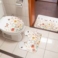 thumbnail image 5 of Watercolor Flower Bathroom Rugs Set Retro Butterfly Non Slip Absorbent Soft Bath Mats 3 Piece Set with Bathroom Rug, U-Shaped Floor Mat, Toilet Seat Cover Large Size, 5 of 9