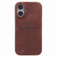 thumbnail image 3 of For iPhone 16 Plus Case Skin-Touch Leather+PC Phone Cover with Card Slot - Brown, 3 of 5