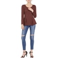 thumbnail image 3 of Unique Bargains Women's Long Sleeve Scoop Neck Peplum Top XS Caramel, 3 of 8