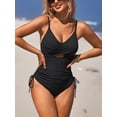thumbnail image 6 of Charmo Twist V Neck Swimwear for Womens Tie Side One Piece Bath Suit Tummy Control Monokini Swimsuit, 6 of 7