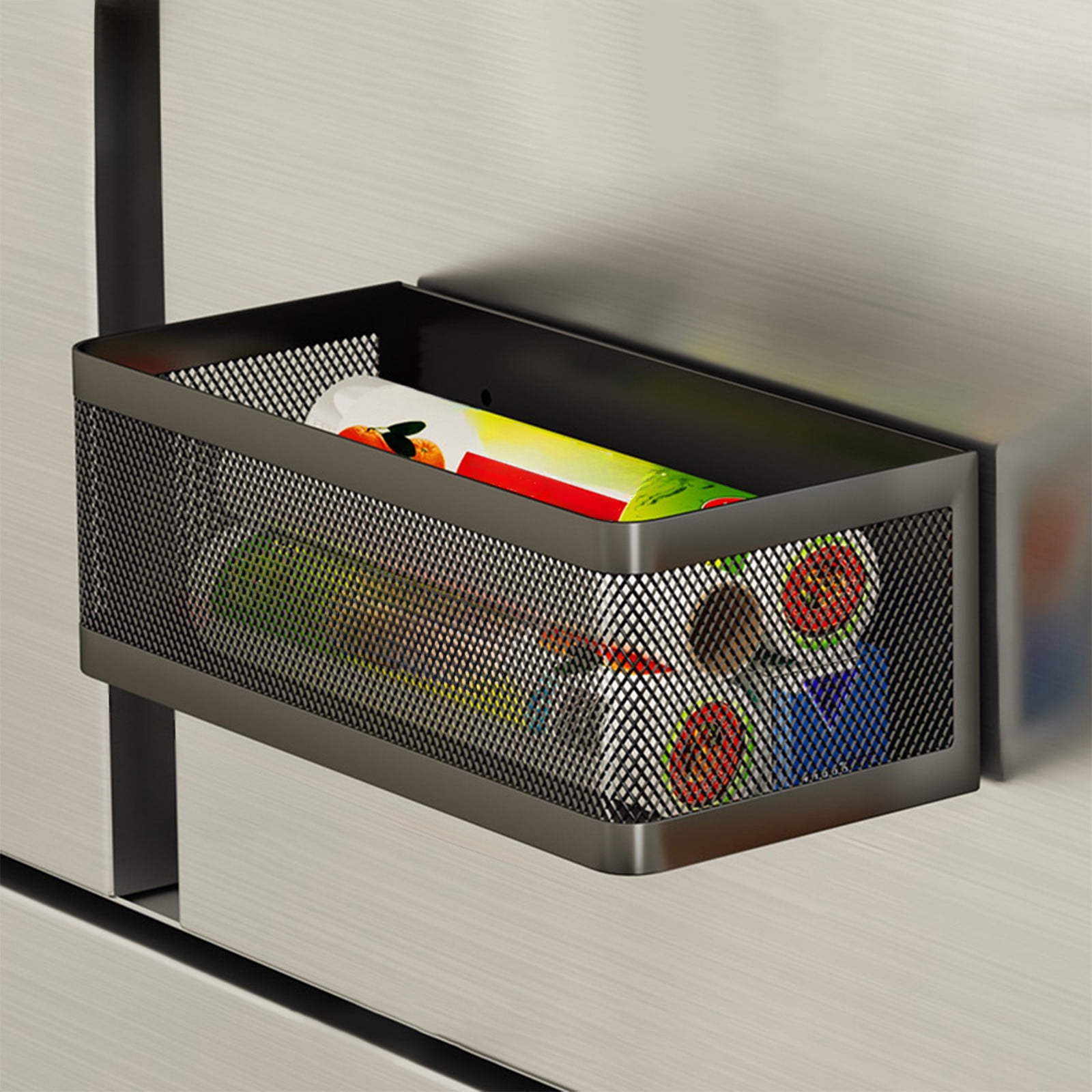 Large Magnetic Storage Box,Refrigerator Organizer Shelf,Kitchen Space Saving Divider,Ventilated Hanging Bag Shelf,No Punch Installation Container,Magnetic Refrigerator Organizer