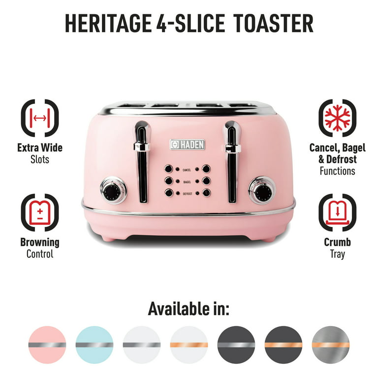 HADEN Heritage English Rose Pink 4-Slice Toaster + Reviews