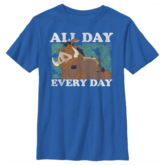 Boy's Lion King Timon And Pumbaa All Day Everyday Graphic Tee Royal Blue Medium