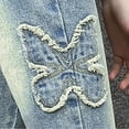 thumbnail image 5 of YunPes Teen Girls Flare Jeans High Waist Bell Bottom Pants Distressed Butterfly Patchwork Jeans Casual Cute Applique Denim Leggings, 5 of 7