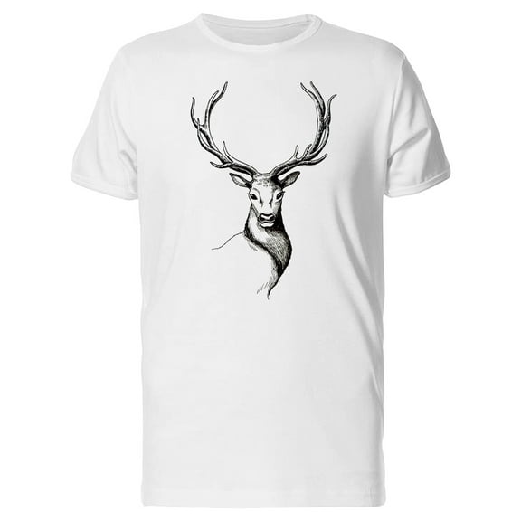 Cool Grunge Deer Sketch T-Shirt Men -Image by Shutterstock, Male XX-Large
