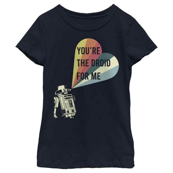Girl's Star Wars You're the Droid For Me  Graphic Tee Navy Blue Small