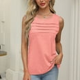 thumbnail image 2 of Wyobmus Tank Tops for Women Loose Fit Pleated Front Round Neck Sleeveless Camisole Tops Flowy Going Out Casual Basic Shirts S-2X Pink, 2 of 8