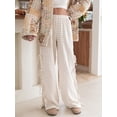thumbnail image 3 of Women Y2k Gingham Striped Pants Elastic Waist Lace-Up Wide Leg Lounge Pants Plaid/Stripes Pajama Pj Pants Loose Trousers, 3 of 7