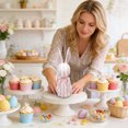 thumbnail image 3 of YIKA Easter Striped Ornament Features Bow Stands Tall And Straight Easter Artificial Bunny Home Garden Decor, 3 of 6