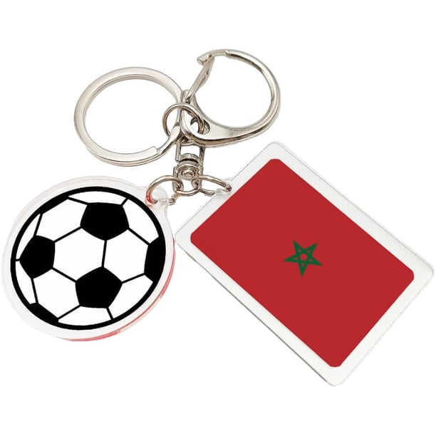 Yanonmyfd 2026 World Cup Soccer Keychain - 2026 World Cup Flag Keychain, Soccer Fan Gift & Souvenir (2PCS),Morocco