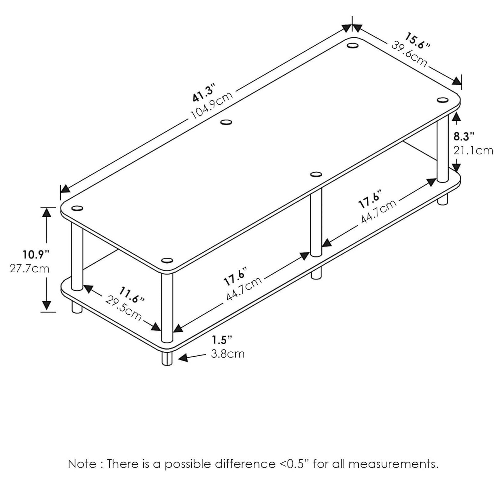 60 Inch TV Stand No Tools Assembly, Entertainment Console for 42" TVs - Black & Light Wood