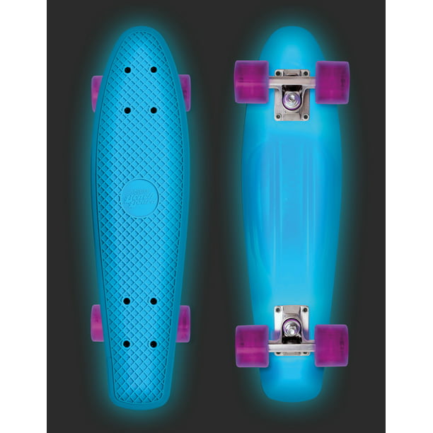 Matroos dubbele Converteren Street Surfing Plastic Cruiser Skateboard Beach Board Glow Blue -  Walmart.com