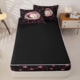 thumbnail image 4 of Castle Fairy Sport Baseball Glove Print Zipper Full Size Comforter Sets with Fitted Sheet and 2 Pillowcases, Starry Sky Zipper Bedding Set, Black Pink White,4pcs,Black Reversible, 4 of 6