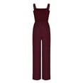 thumbnail image 2 of One Piece Jumpsuits for Women Dressy Casual Sleeveless Crewneck Wide Leg Rompers Jumpers Vacation Summer Outfits Red M, 2 of 7